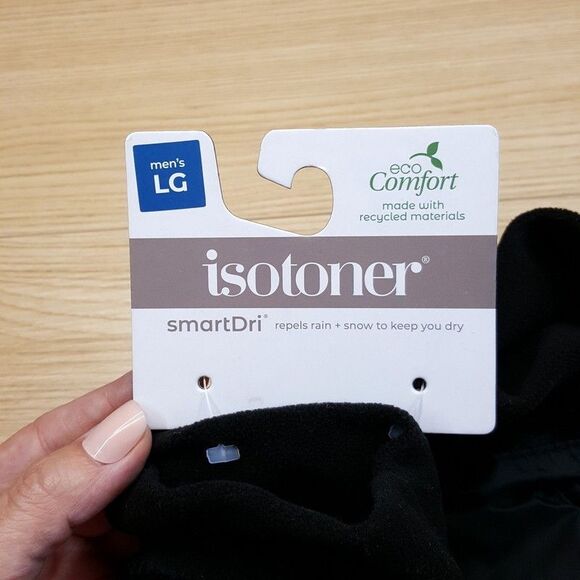 ISOTONER Gloves Mens Large Black Over the Wrist Lined Touchscreen Water Repel - Picture 4 of 6